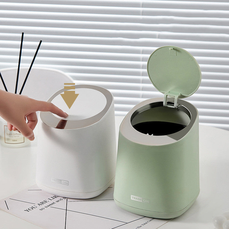 Desktop Press Type Plastic Trash Can