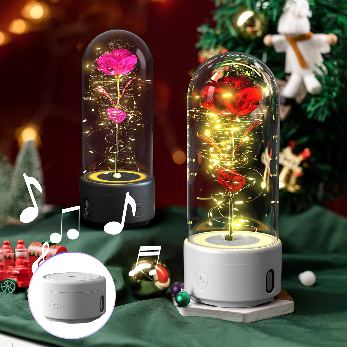 Creative 2 In 1 Rose Flowers LED Light And Bluetooth-compatible Speaker