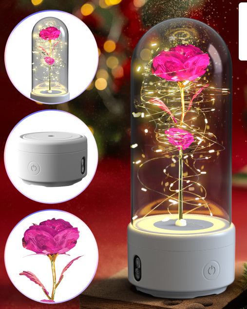 Creative 2 In 1 Rose Flowers LED Light And Bluetooth-compatible Speaker