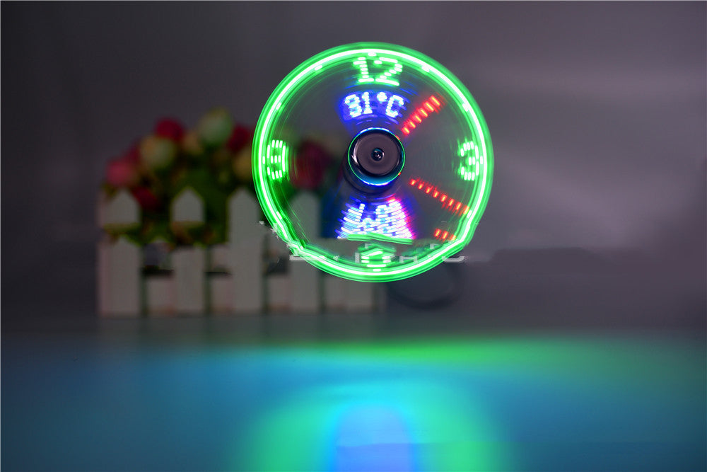 USB Clock Temperature Led Light Fan