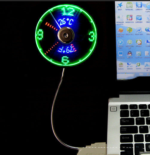 USB Clock Temperature Led Light Fan