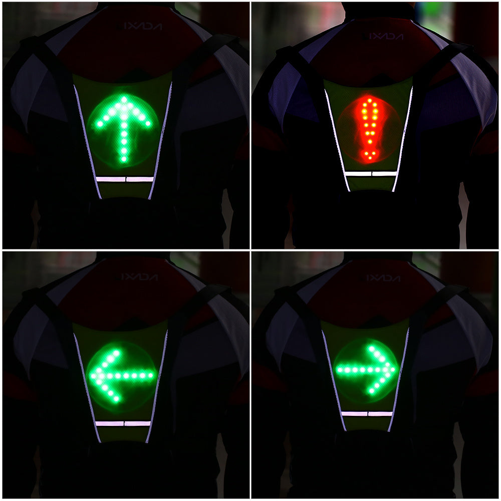 USB Rechargeable Reflective Vest Backpack with LED Turn Signal