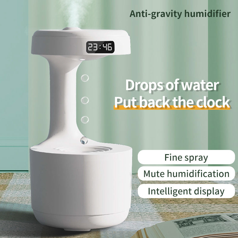 Anti-Gravity Water Droplet Humidifier With Clock