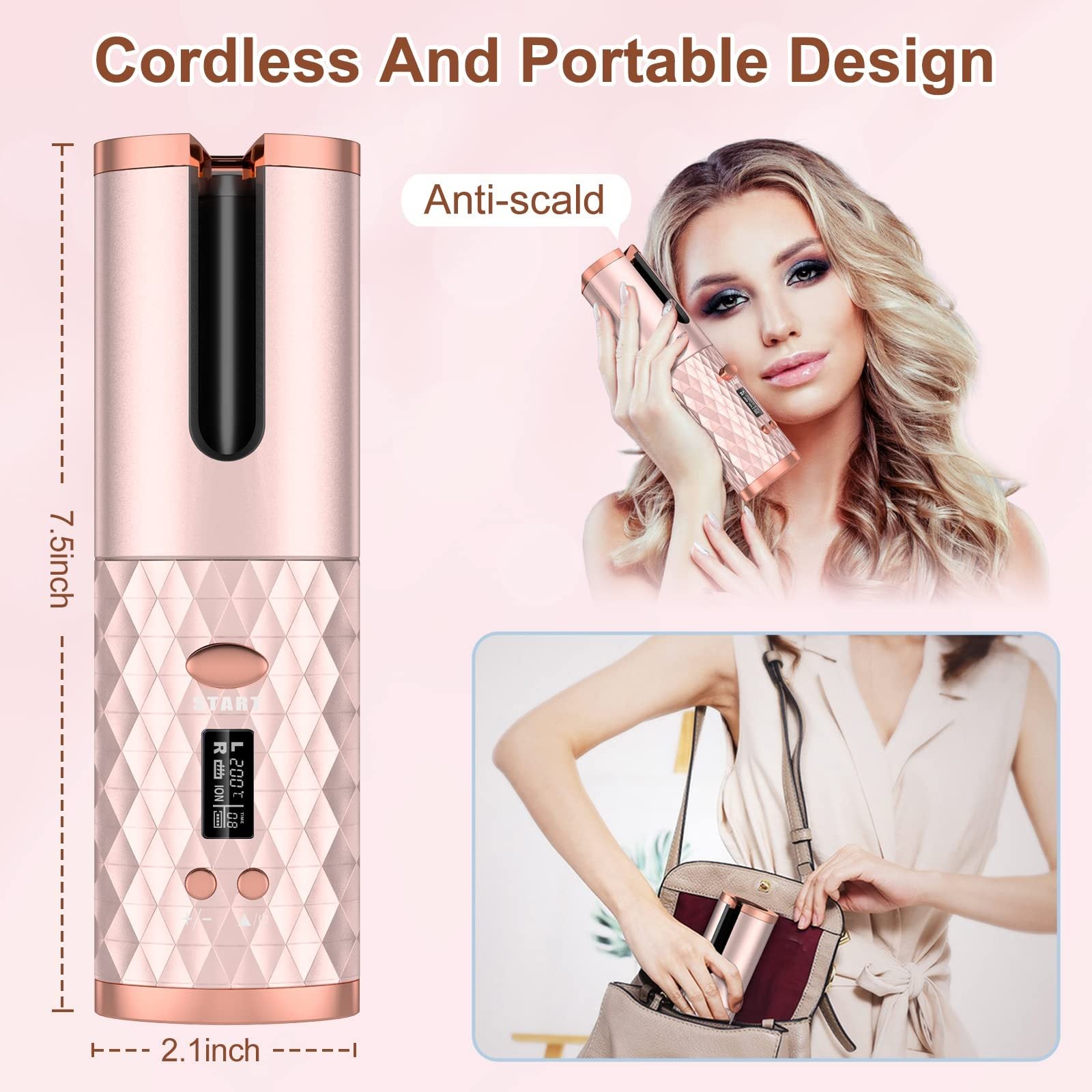 Portable Automatic Hair Curler, Ceramic Rotating For Hair Styling