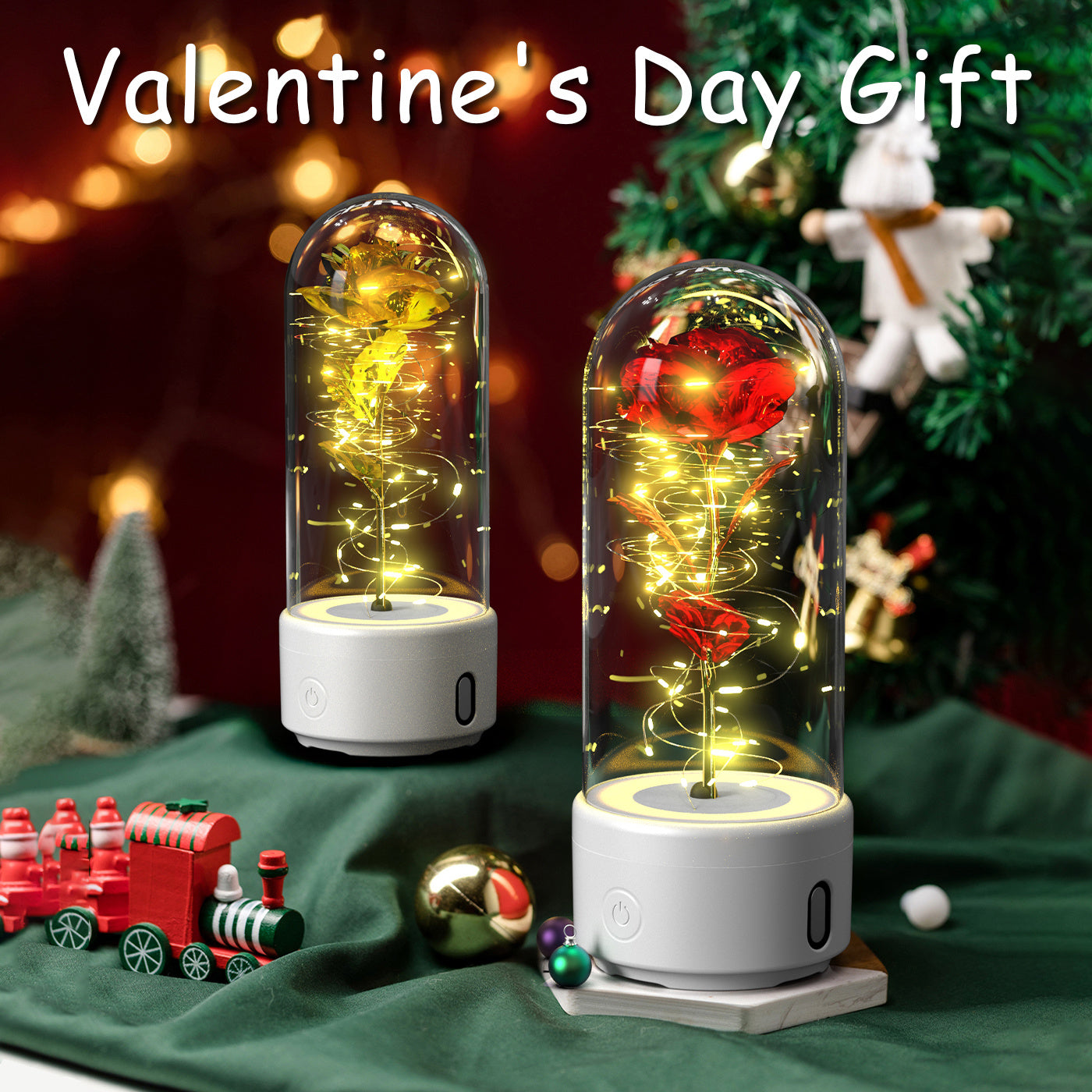 Creative 2 In 1 Rose Flowers LED Light And Bluetooth-compatible Speaker