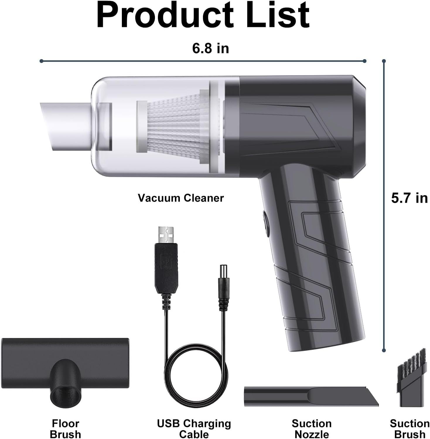 Powerful Handheld Portable Vacuum Cleaner For Car  & Home