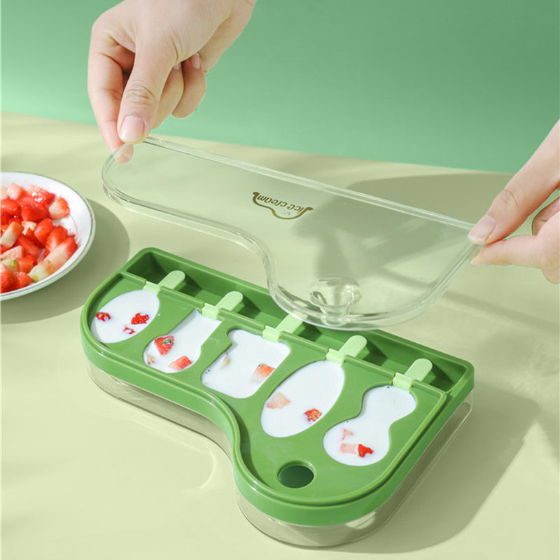 4-Cavity Popsicle Molds with Sticks for Homemade Ice Pops