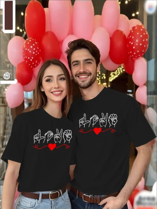 Love Valentine'S Day T-Shirt,   Couple T-Shirt, Couple Christmas, Fashion Casual T-Shirt, Short-Sleeved T-Shirt