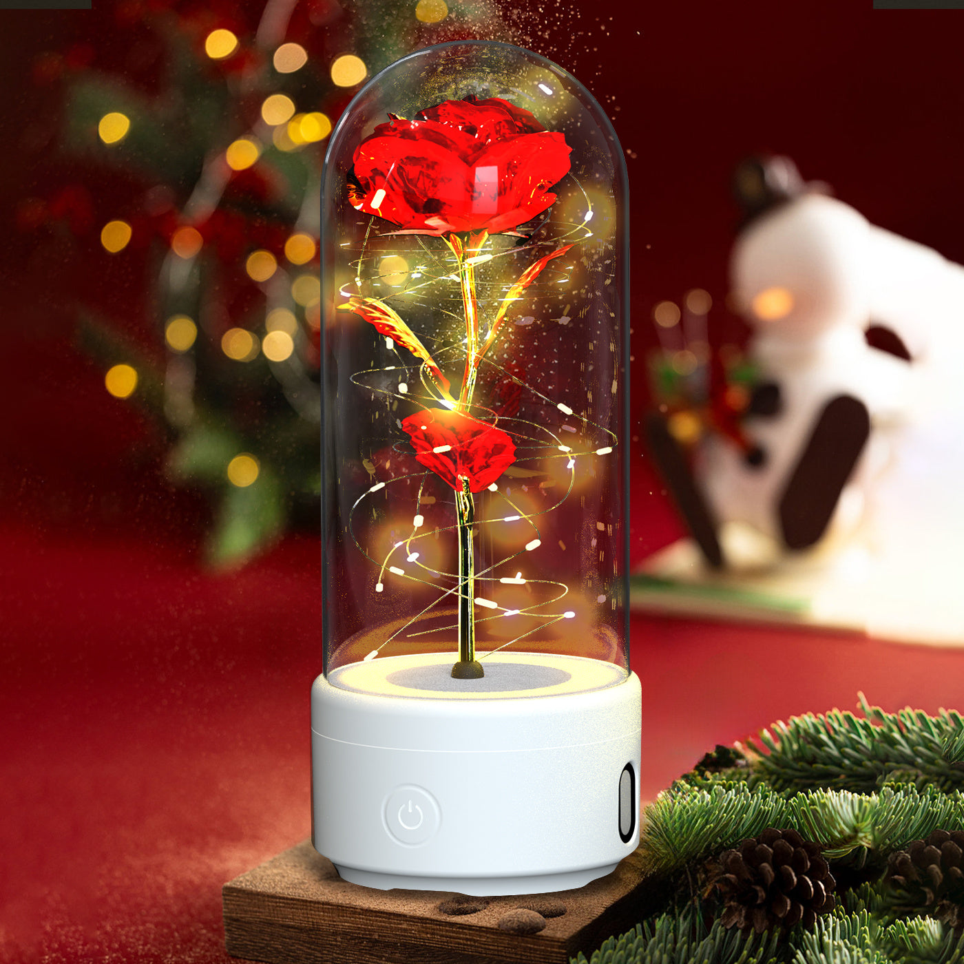 Creative 2 In 1 Rose Flowers LED Light And Bluetooth-compatible Speaker