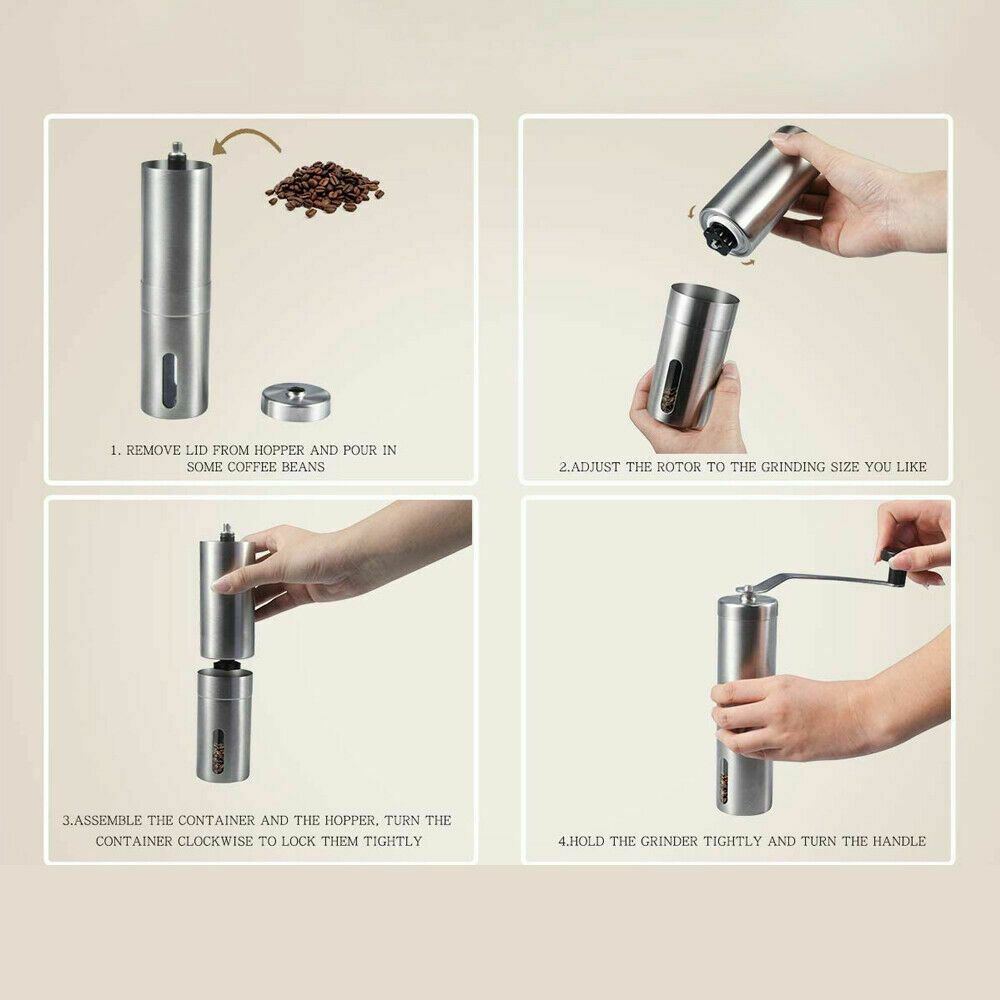 Hand Crank Pepper Conical Burr Grinder Coffee Beans Mill