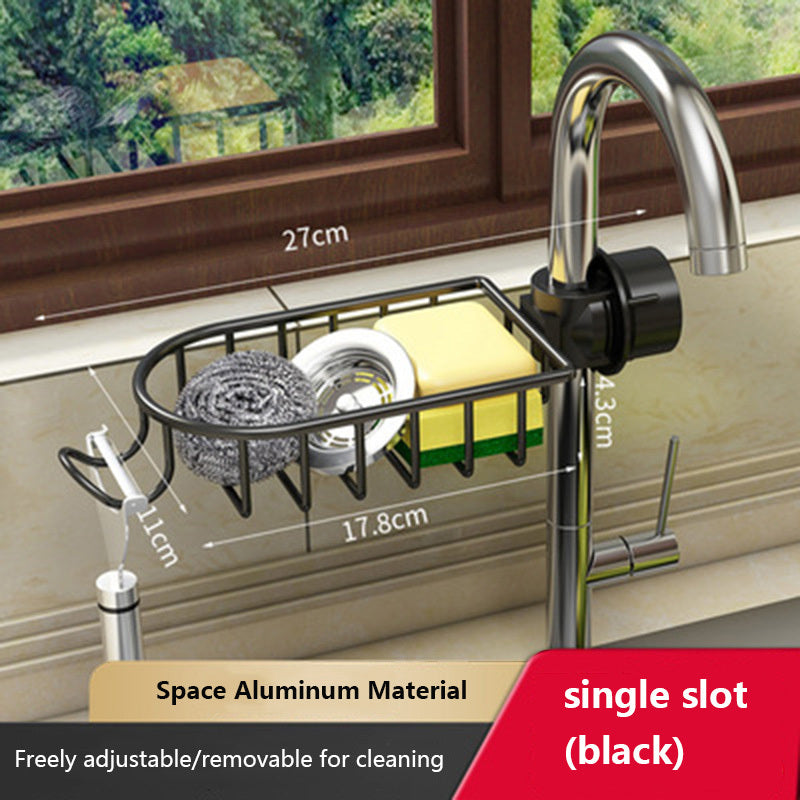 Kitchen Storage Faucet Rack Drain Basket for Sink Organization