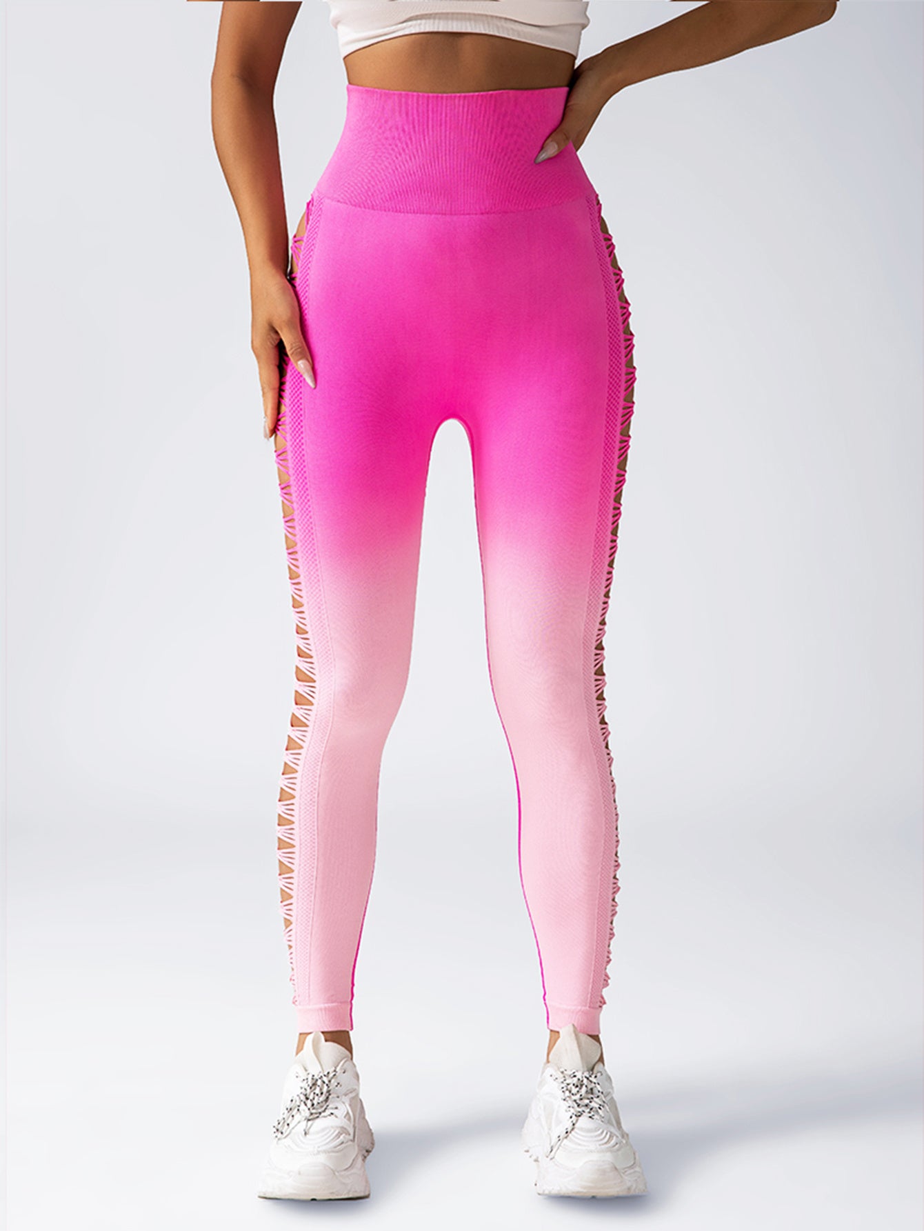 High-Waisted Gradient Yoga Pants, Cutout Leggings