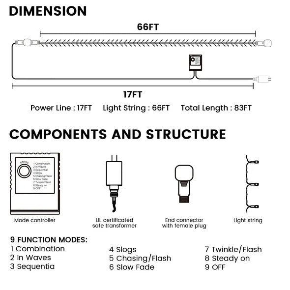 200 LED 66FT X-masFairy String Lights.