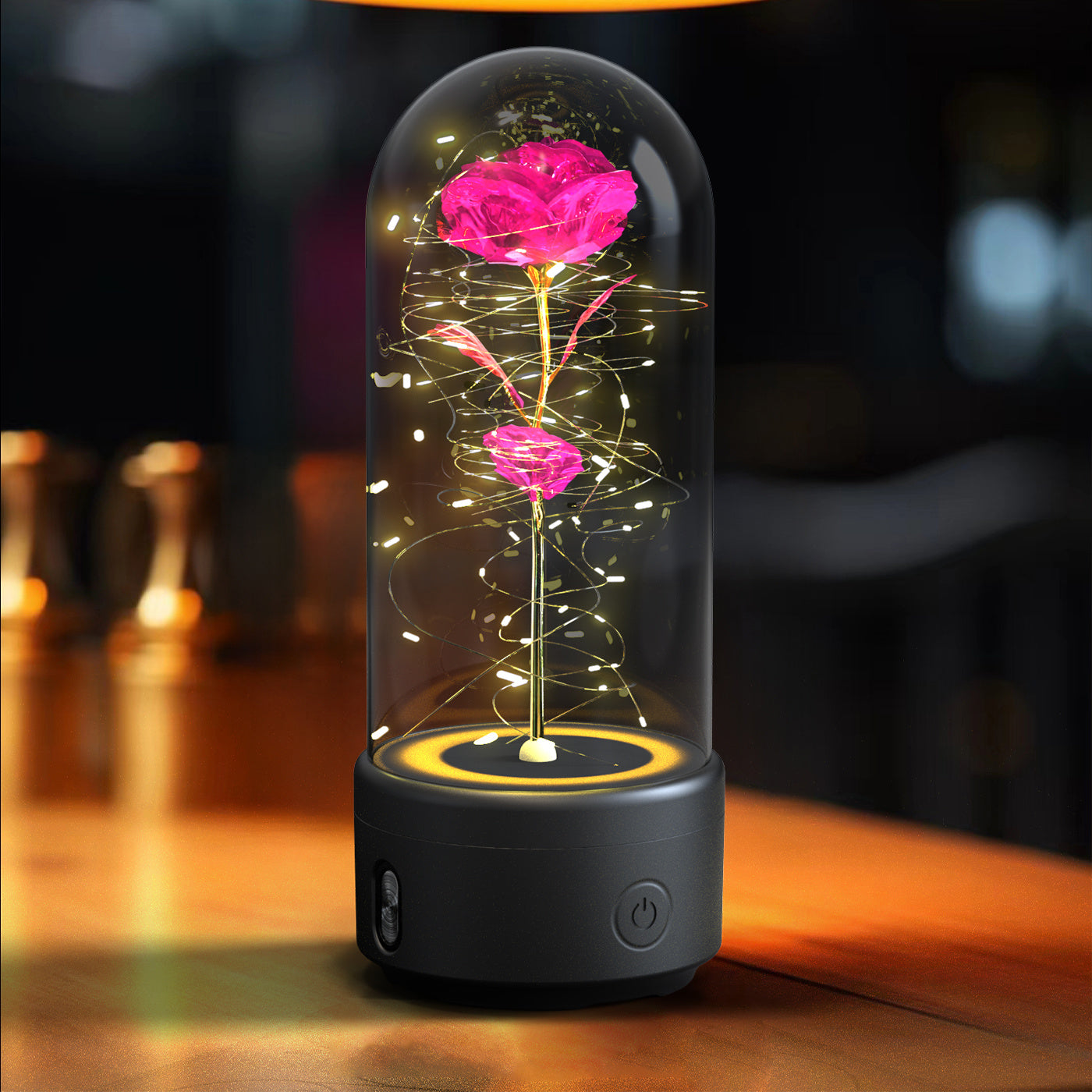 Creative 2 In 1 Rose Flowers LED Light And Bluetooth-compatible Speaker