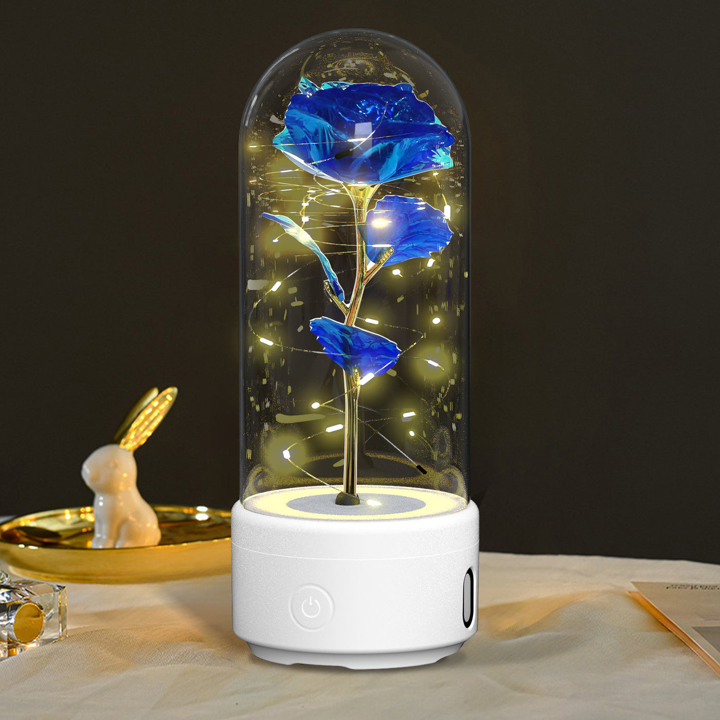 Creative 2 In 1 Rose Flowers LED Light And Bluetooth-compatible Speaker