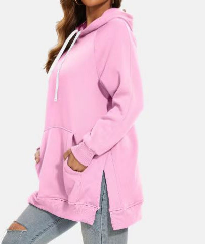 Women's Brushed Split Hoodie With Shoulder Sleeves