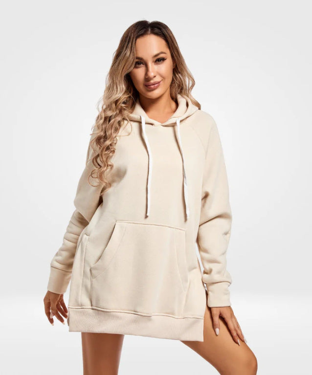 Women's Brushed Split Hoodie With Shoulder Sleeves