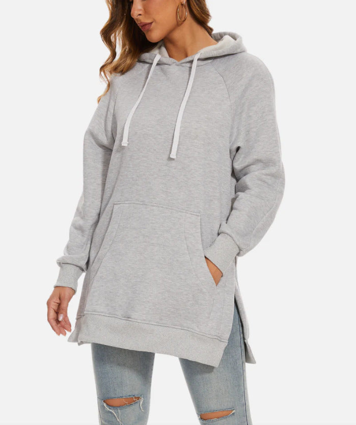 Women's Brushed Split Hoodie With Shoulder Sleeves