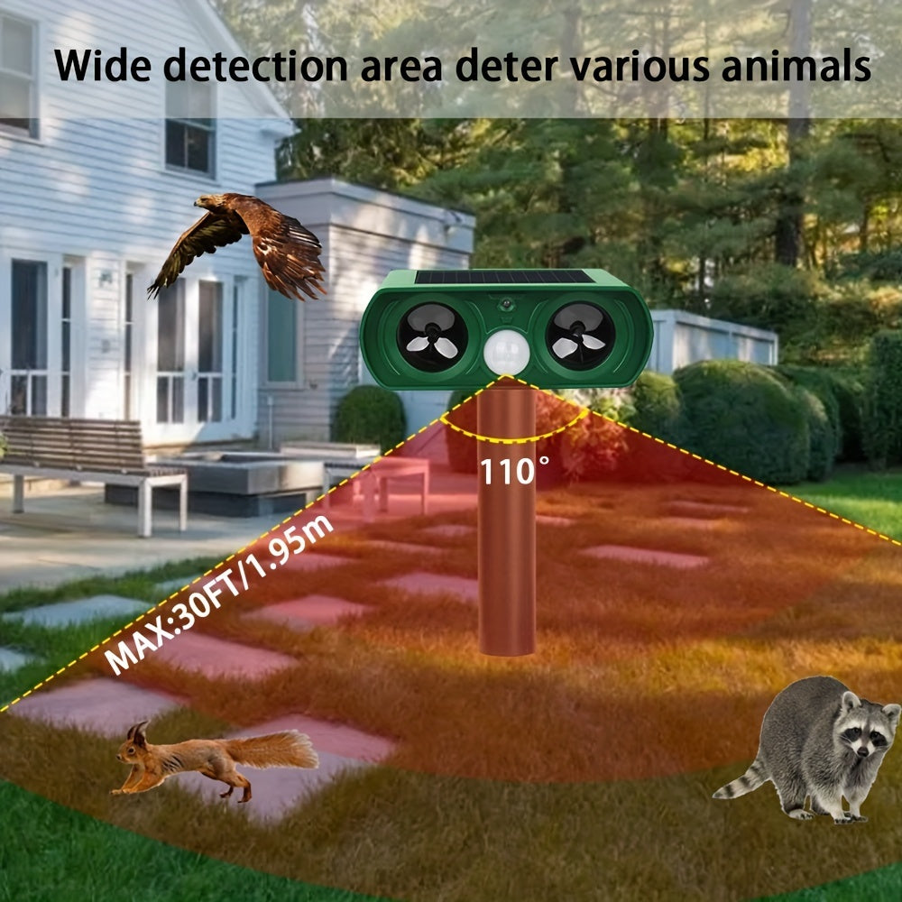 Solar Power Ultrasonic Animal Repellent, Solar Motion Sensor, Outdoor Farm, Garden, Courtyard