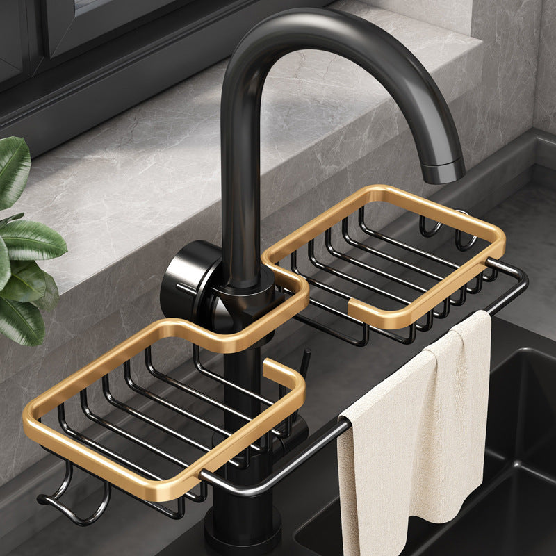 Kitchen Storage Faucet Rack Drain Basket for Sink Organization