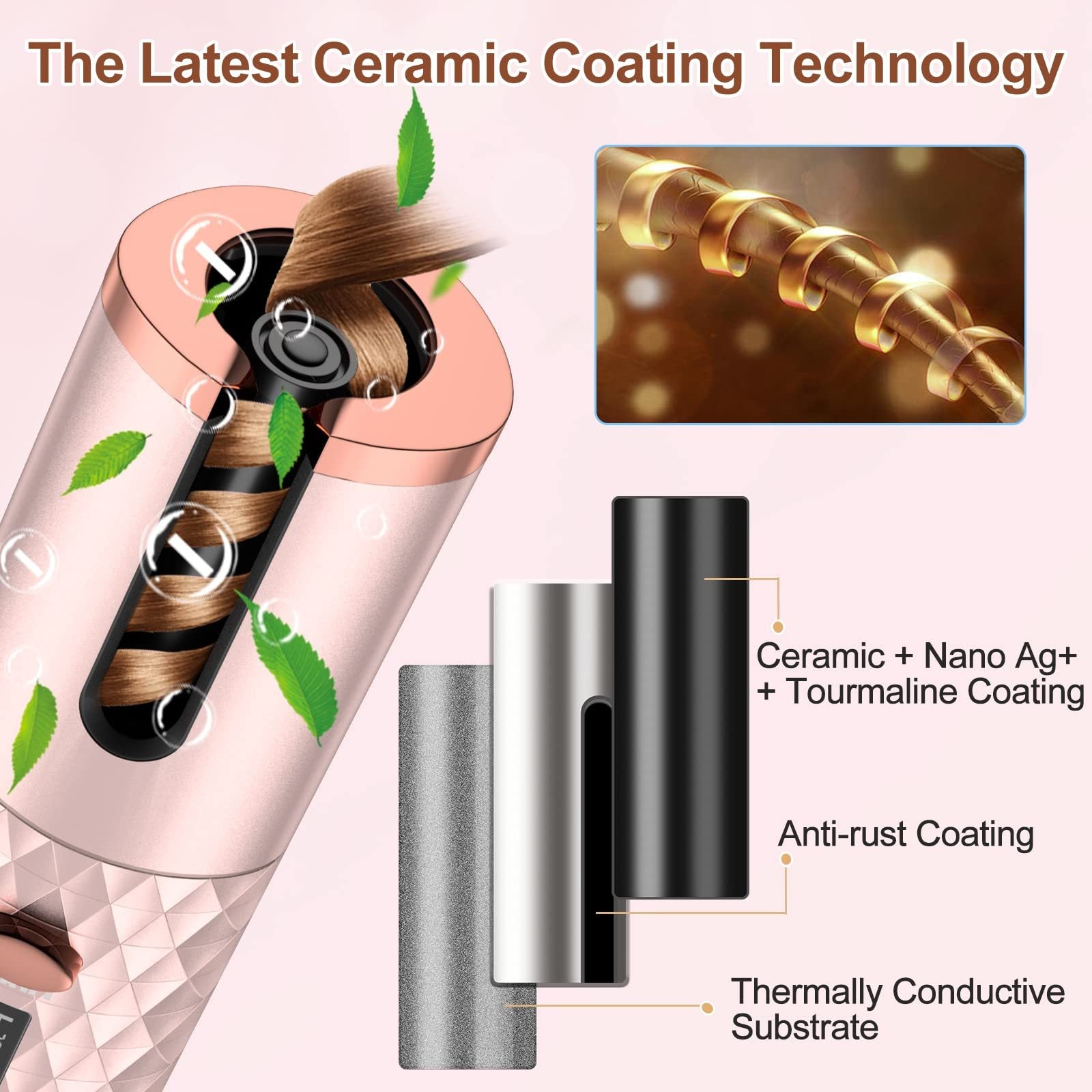 Portable Automatic Hair Curler, Ceramic Rotating For Hair Styling