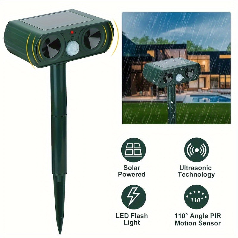 Solar Power Ultrasonic Animal Repellent, Solar Motion Sensor, Outdoor Farm, Garden, Courtyard