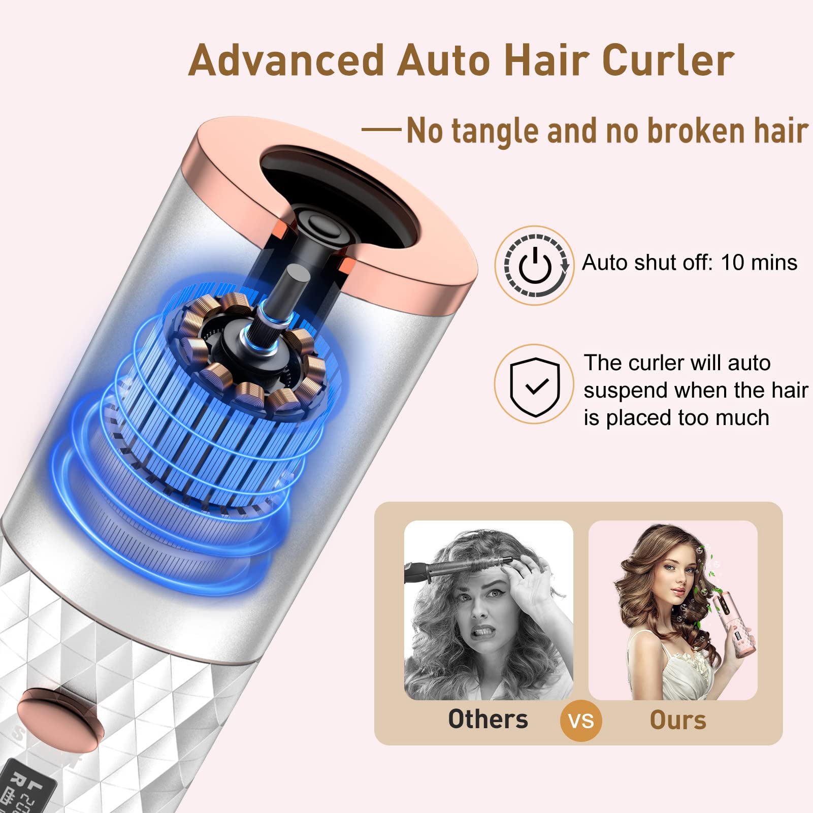 Portable Automatic Hair Curler, Ceramic Rotating For Hair Styling