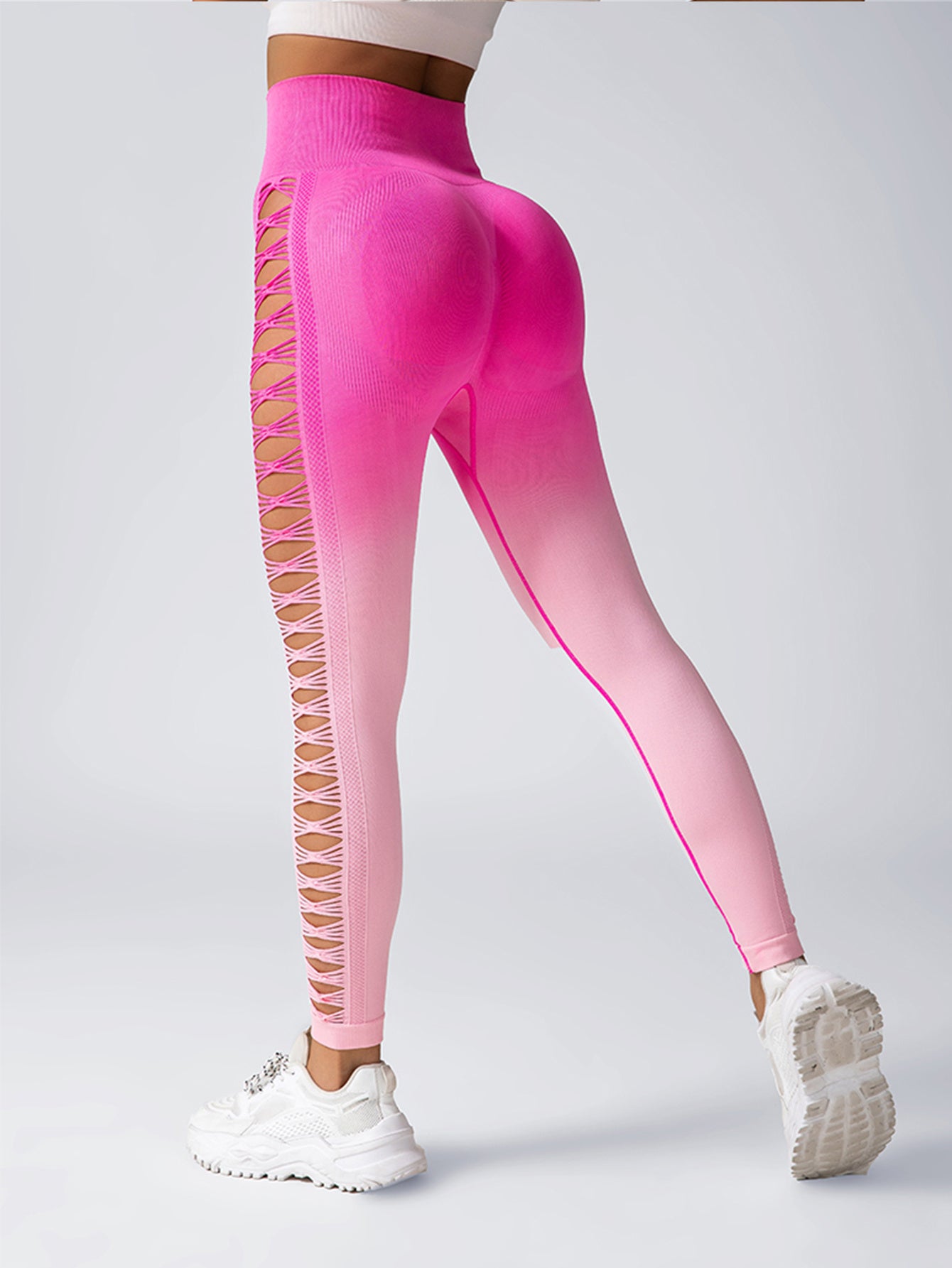 High-Waisted Gradient Yoga Pants, Cutout Leggings